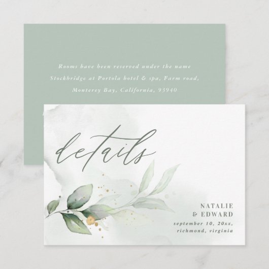 Cartons Réponse Détails du mariage de l'eucalyptus végétal (Devant / Derrière)