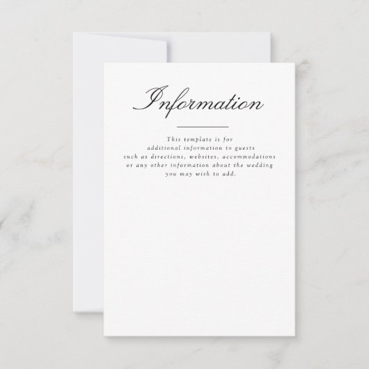 Cartons Réponse détails du mariage de typographie simple (Devant)