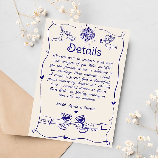 Cartons Réponse Détails du Mariage manuscrit Whimsical