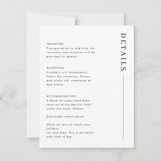 Cartons Réponse Détails minimaux simples Mariage classique Boîtier (Devant)