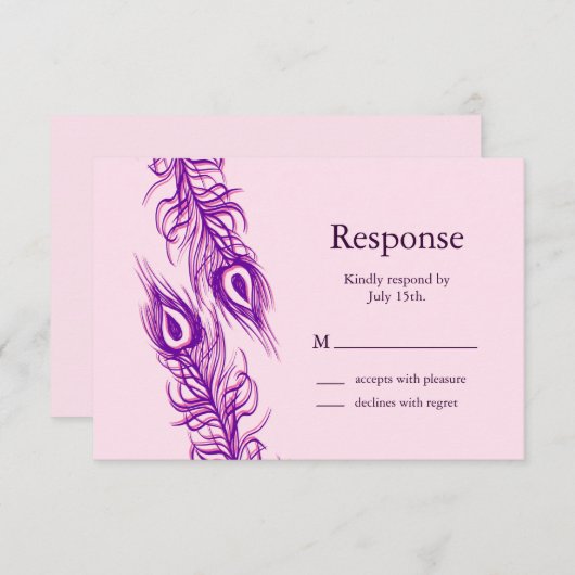 Cartons Réponse Deux plumes de paon (Devant / Derrière)