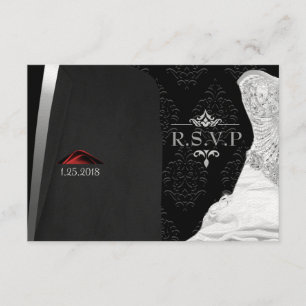 Cartons Réponse Diamant de Cravate noire R.S.V.P.