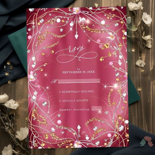 Cartons Réponse Diamants de l'amour Mariage rose
