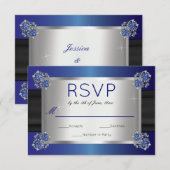 Cartons Réponse Diamants Élégants Sapphire Clasps Blue Wedding RSV (Devant / Derrière)