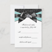 Cartons Réponse Diamants Turquoise Bleu Black Sweet 16 Anniversair (Dos)