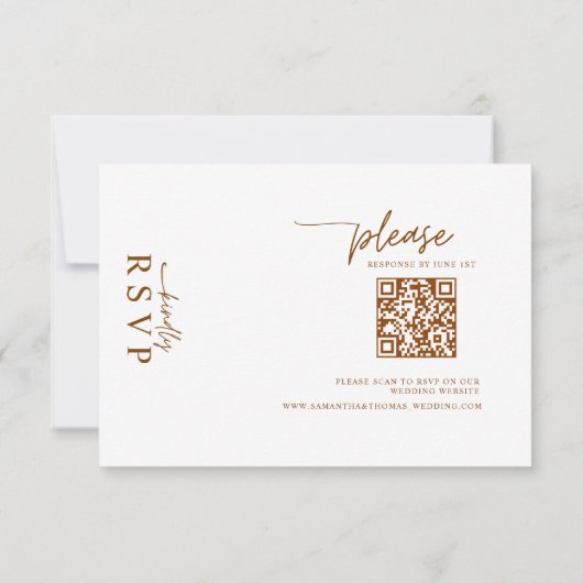 Cartons Réponse Digital Rustic Terracotta Floral QR Code Wedding (Dos)