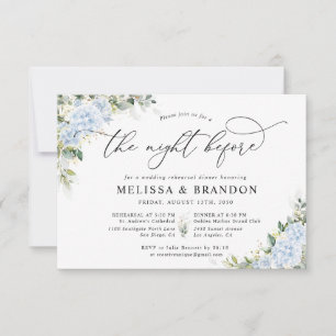 Cartons Réponse Dîner de répétition de mariage floral Hydrangea Bl
