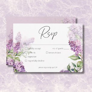 Cartons Réponse Dîner romantique moderne violet & Sage Lilacs