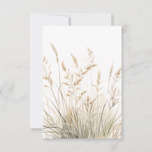 Cartons Réponse Dîner Rustique Boho séché Tan Grass Mariage (Dos)