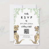 Cartons Réponse Dinosaur Mariage Répondre Site Web QR Code (Devant)