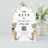 Cartons Réponse Dinosaur Mariage Répondre Site Web QR Code (Debout devant)