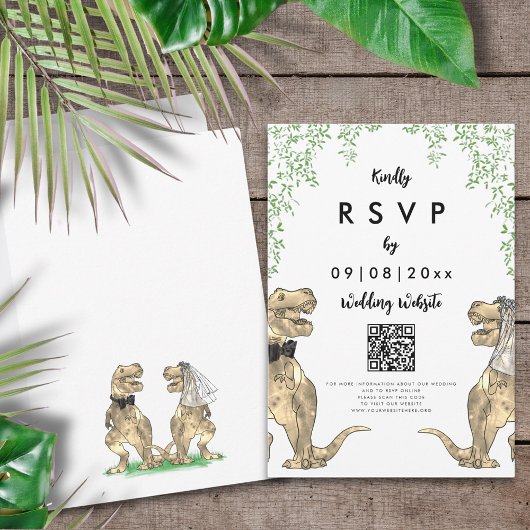 Cartons Réponse Dinosaur Mariage Répondre Site Web QR Code