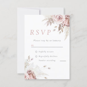 Cartons Réponse Divine Dusty Rose Blush Floral Mariage Vertical