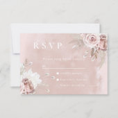Cartons Réponse Divine Dusty Rose Blush Mariage Aquarelle (Devant)
