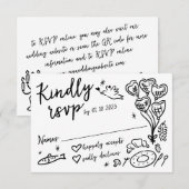 Cartons Réponse Doodles à main fantaisie Mariage de style français (Devant / Derrière)