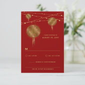 Cartons Réponse Double Bonheur Golden Lanterns Mariage chinois (Debout devant)
