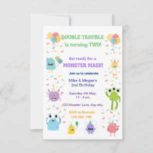 Cartons Réponse Double l'Invitation d'anniversaire Jumeau amusant