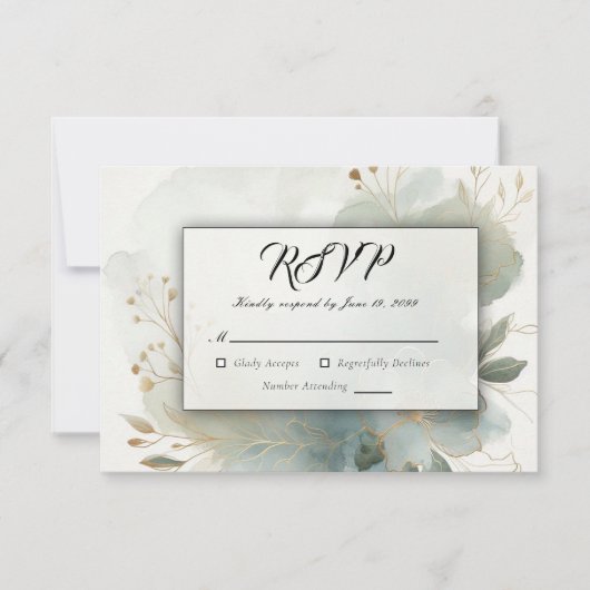 Cartons Réponse Doux Golden Dusty Blue Romance Mariage (Devant)