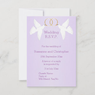 Cartons Réponse Doves Design Mariage couleur Lilac