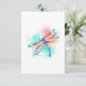 Cartons Réponse Dragonfly rouge sur l'arrière - plan aquarelle (Debout devant)