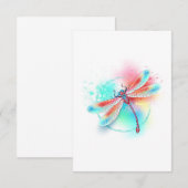 Cartons Réponse Dragonfly rouge sur l'arrière - plan aquarelle (Devant / Derrière)