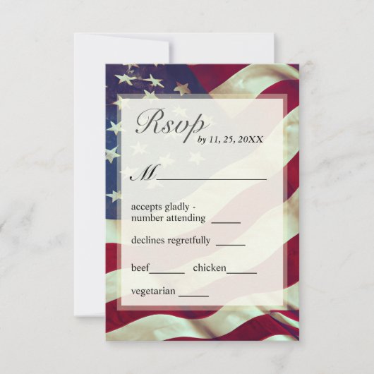 Cartons Réponse Drapeau américain Rouge Blanc Bleu Mariage patriot (Devant)