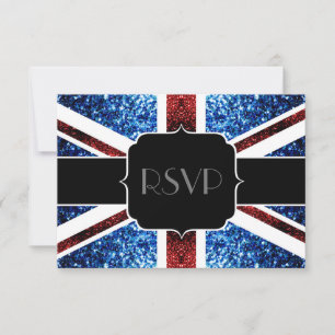 Cartons Réponse Drapeau britannique rouge bleu scintillements scin