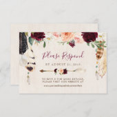 Cartons Réponse Dream Catcher Moon Peach & Burgundy Boho Mariage (Devant / Derrière)