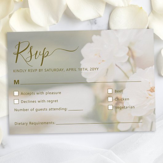Cartons Réponse Dreamy White Roses Background Photo Wedding
