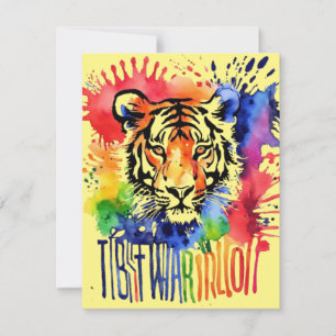 Cartons Réponse Drôle tigre coloré à l'aquarelle