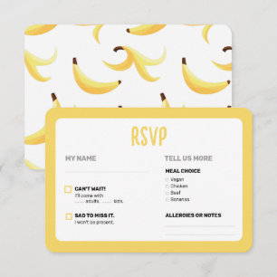 Cartons Réponse Drôles de faveurs de fête à la banane rétro éditab