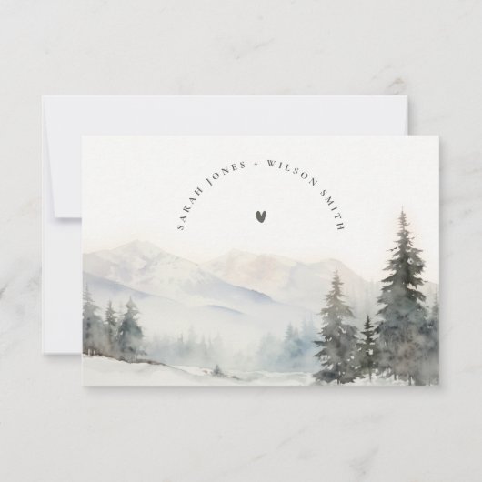 Cartons Réponse Dusky Winter Snow Mountain Mariage paysage (Dos)