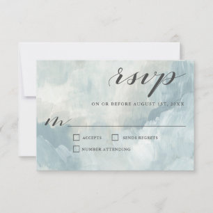 Cartons Réponse Dusty Bleu Artistique Moderne Mariage Abstrait RSV
