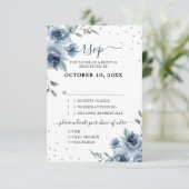 Cartons Réponse Dusty Blue Ardoise Floral Botanique Chic Mariage (Debout devant)