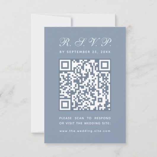 Cartons Réponse Dusty Blue Big QR Code Simple Mariage de calligrap (Devant)