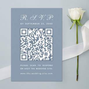 Cartons Réponse Dusty Blue Big QR Code Simple Mariage de calligrap