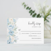 Cartons Réponse Dusty Blue Boho Floral Wedding (Debout devant)
