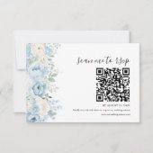 Cartons Réponse Dusty Blue Boho Floral Wedding QR Code (Devant)