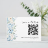 Cartons Réponse Dusty Blue Boho Floral Wedding QR Code (Debout devant)