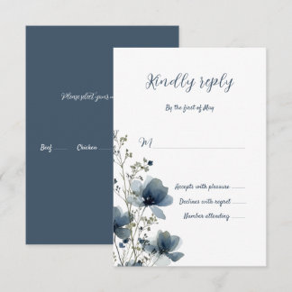 Cartons Réponse Dusty Blue Botanical Wedding