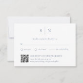Cartons Réponse Dusty Blue Chic | Traditionnel et QR Code (Devant)