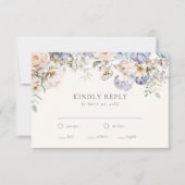 Cartons Réponse Dusty Blue Cream Floral Mariage (Devant)