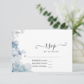 Cartons Réponse Dusty Blue Floral Mariage (Debout devant)