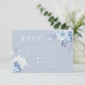 Cartons Réponse Dusty Blue Floral Mariage (Debout devant)