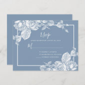 Cartons Réponse Dusty Blue Floral Mariage (Devant / Derrière)