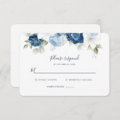 Cartons Réponse Dusty Blue Floral Mariage (Devant / Derrière)