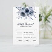Cartons Réponse Dusty Blue Floral Mariage (Debout devant)