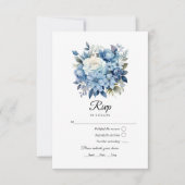 Cartons Réponse Dusty Blue Floral Mariage (Devant)