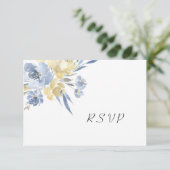 Cartons Réponse Dusty Blue Floral Mariage buffet (Debout devant)
