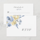 Cartons Réponse Dusty Blue Floral Mariage buffet (Devant / Derrière)